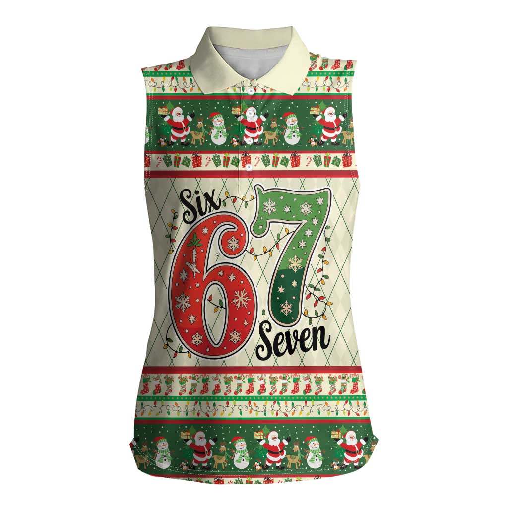 Funny Six Seven 67 Christmas Women Sleeveless Polo Shirt Christmas Santa Patterns - Wonder Print Shop