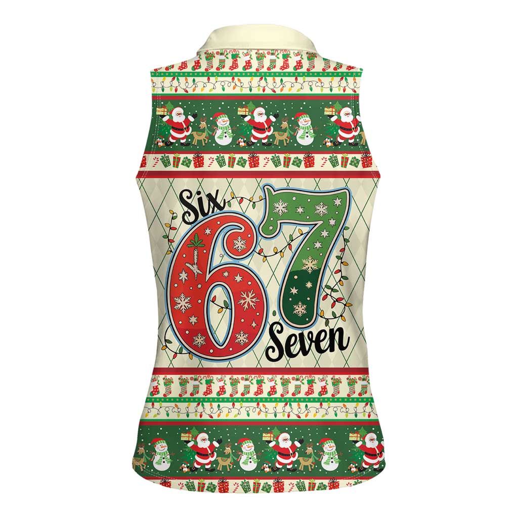 Funny Six Seven 67 Christmas Women Sleeveless Polo Shirt Christmas Santa Patterns - Wonder Print Shop