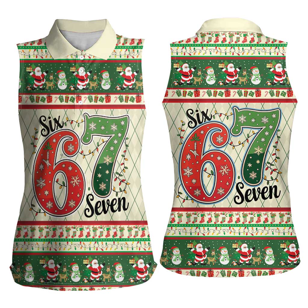 Funny Six Seven 67 Christmas Women Sleeveless Polo Shirt Christmas Santa Patterns - Wonder Print Shop