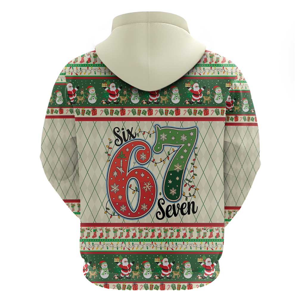 Funny Six Seven 67 Christmas Zip Hoodie Christmas Santa Patterns - Wonder Print Shop