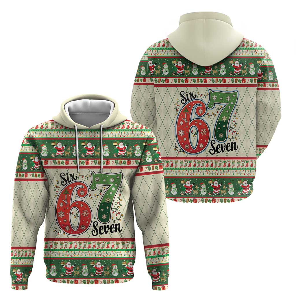 Funny Six Seven 67 Christmas Zip Hoodie Christmas Santa Patterns - Wonder Print Shop