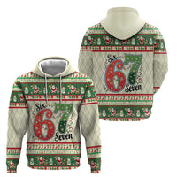 Funny Six Seven 67 Christmas Zip Hoodie Christmas Santa Patterns - Wonder Print Shop