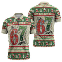 Funny Six Seven 67 Christmas Zipper Polo Shirt Christmas Santa Patterns - Wonder Print Shop