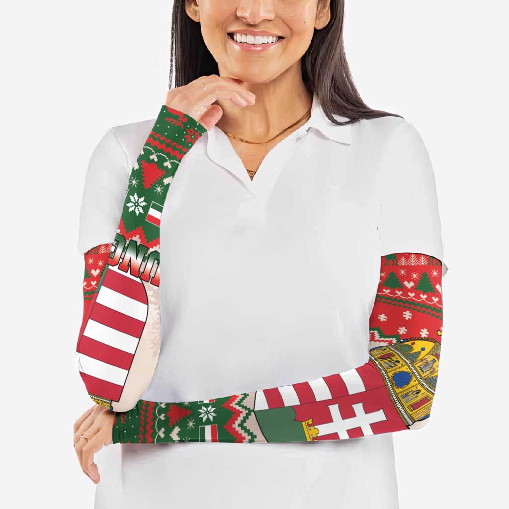 Hungary Christmas Arm Sleeves Magyarorszag Boldog Karacsonyt - Wonder Print Shop