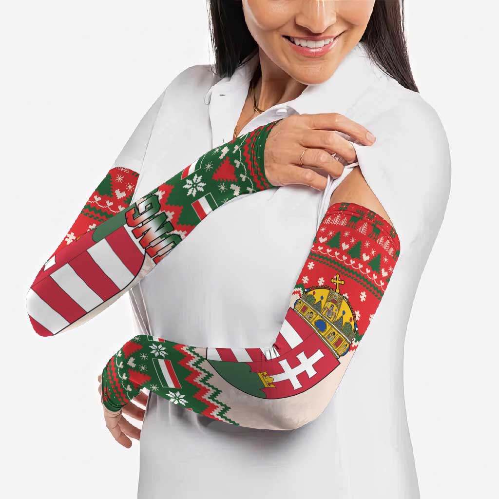 Hungary Christmas Arm Sleeves Magyarorszag Boldog Karacsonyt - Wonder Print Shop