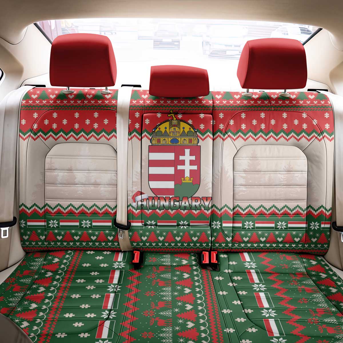 Hungary Christmas Back Car Seat Cover Magyarorszag Boldog Karacsonyt - Wonder Print Shop