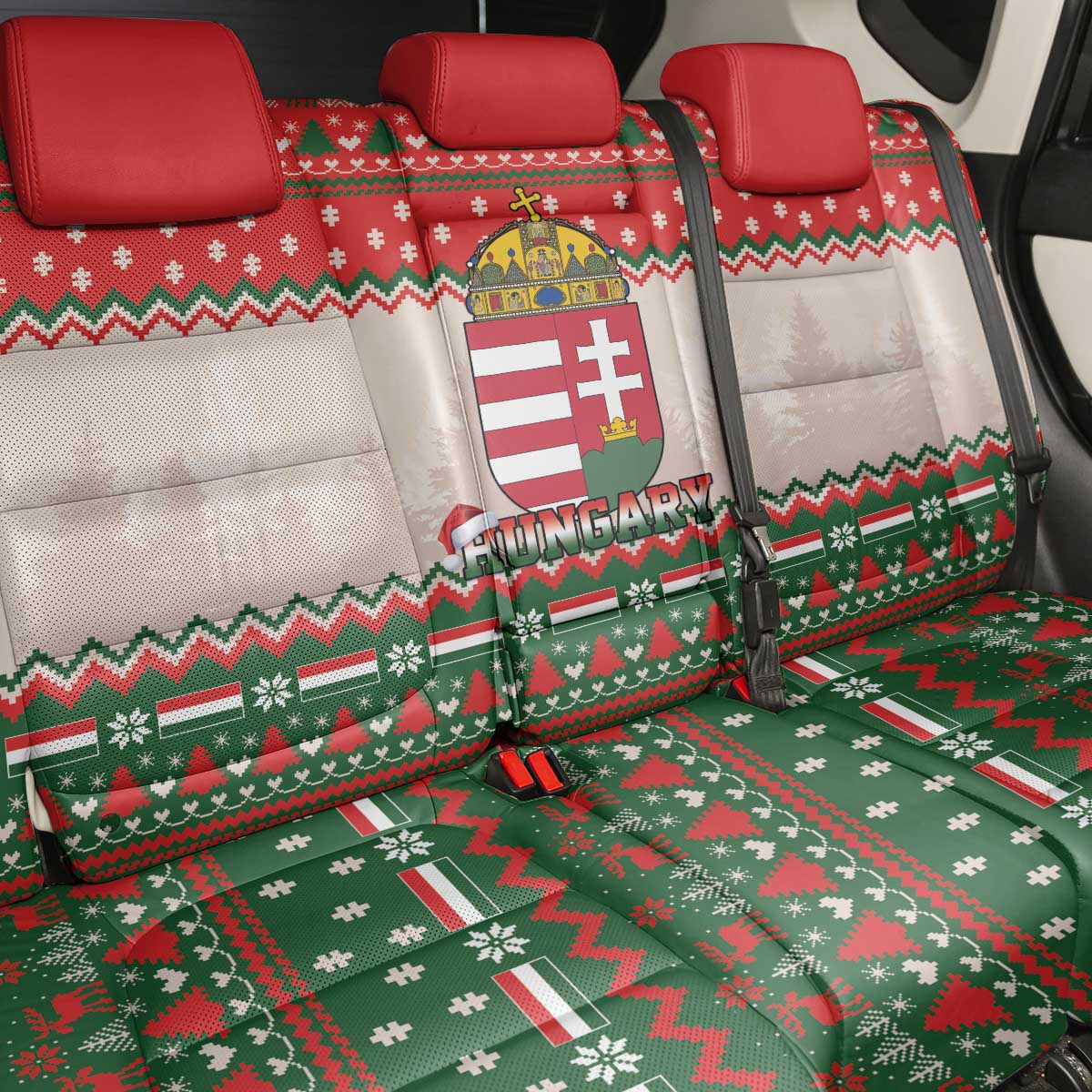 Hungary Christmas Back Car Seat Cover Magyarorszag Boldog Karacsonyt - Wonder Print Shop