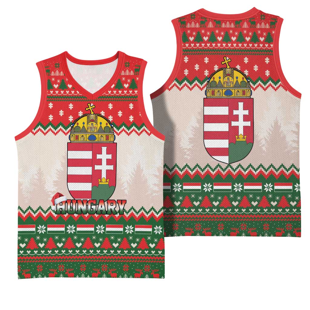 Hungary Christmas Basketball Jersey Magyarorszag Boldog Karacsonyt - Wonder Print Shop