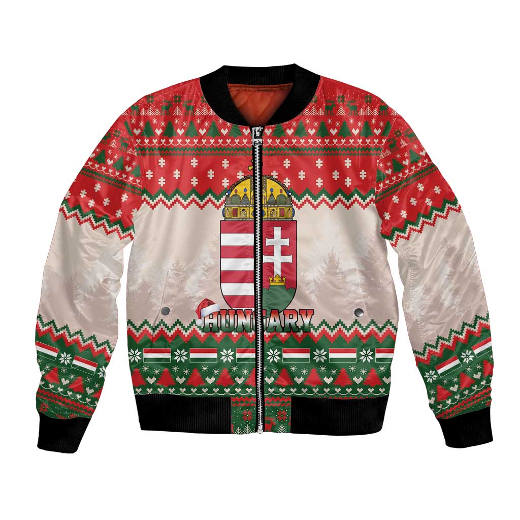 Hungary Christmas Bomber Jacket Magyarorszag Boldog Karacsonyt - Wonder Print Shop