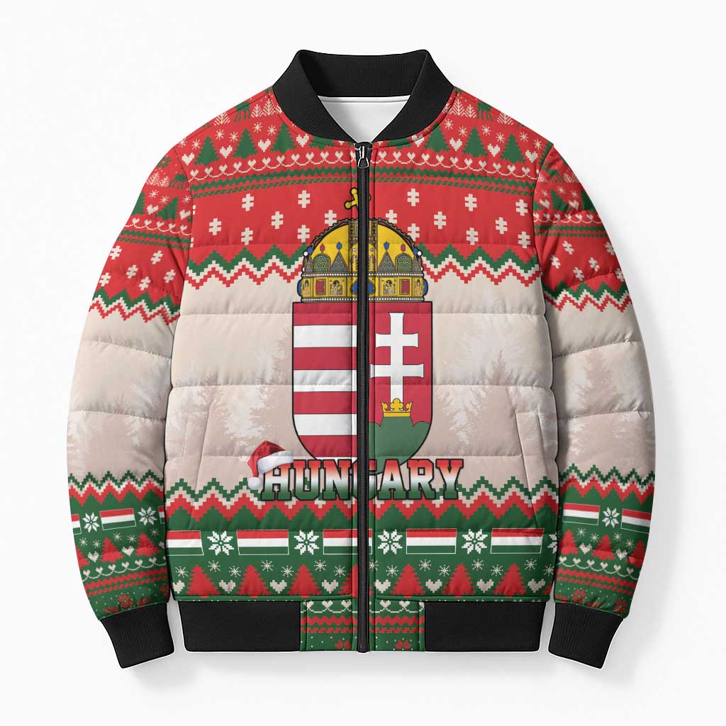 Hungary Christmas Bomber Puffer Jacket Magyarorszag Boldog Karacsonyt - Wonder Print Shop