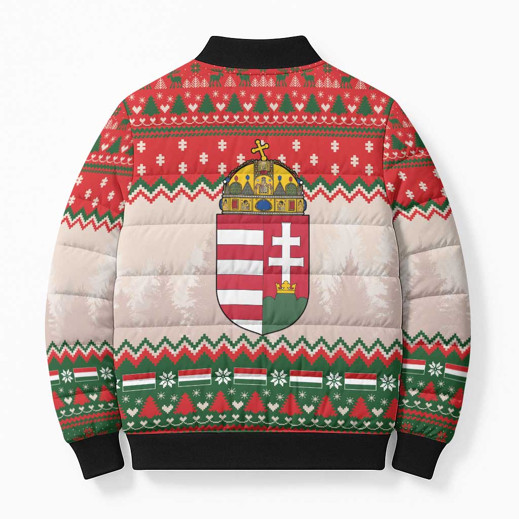 Hungary Christmas Bomber Puffer Jacket Magyarorszag Boldog Karacsonyt - Wonder Print Shop