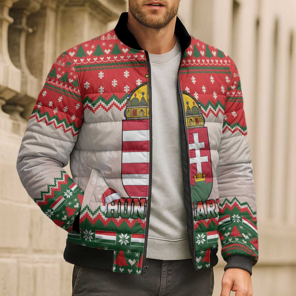 Hungary Christmas Bomber Puffer Jacket Magyarorszag Boldog Karacsonyt - Wonder Print Shop