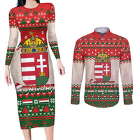 Hungary Christmas Couples Matching Long Sleeve Bodycon Dress and Long Sleeve Button Shirt Magyarorszag Boldog Karacsonyt - Wonder Print Shop