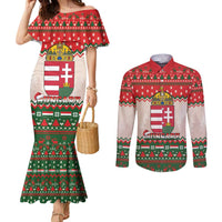Hungary Christmas Couples Matching Mermaid Dress and Long Sleeve Button Shirt Magyarorszag Boldog Karacsonyt - Wonder Print Shop