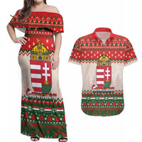 Hungary Christmas Couples Matching Off Shoulder Maxi Dress and Hawaiian Shirt Magyarorszag Boldog Karacsonyt - Wonder Print Shop