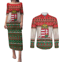 Hungary Christmas Couples Matching Puletasi and Long Sleeve Button Shirt Magyarorszag Boldog Karacsonyt - Wonder Print Shop