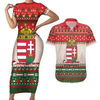 Hungary Christmas Couples Matching Short Sleeve Bodycon Dress and Hawaiian Shirt Magyarorszag Boldog Karacsonyt - Wonder Print Shop