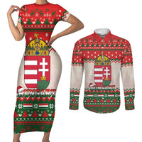 Hungary Christmas Couples Matching Short Sleeve Bodycon Dress and Long Sleeve Button Shirt Magyarorszag Boldog Karacsonyt - Wonder Print Shop