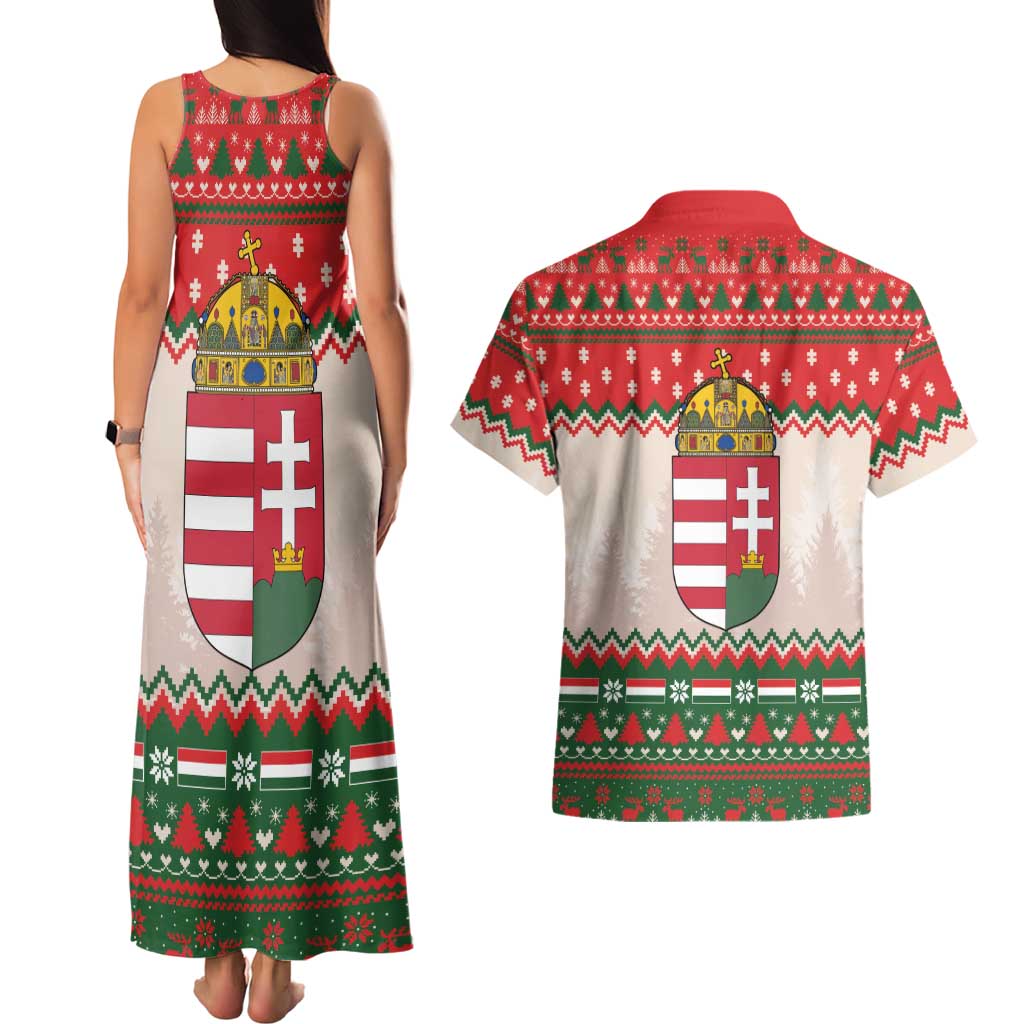 Hungary Christmas Couples Matching Tank Maxi Dress and Hawaiian Shirt Magyarorszag Boldog Karacsonyt - Wonder Print Shop