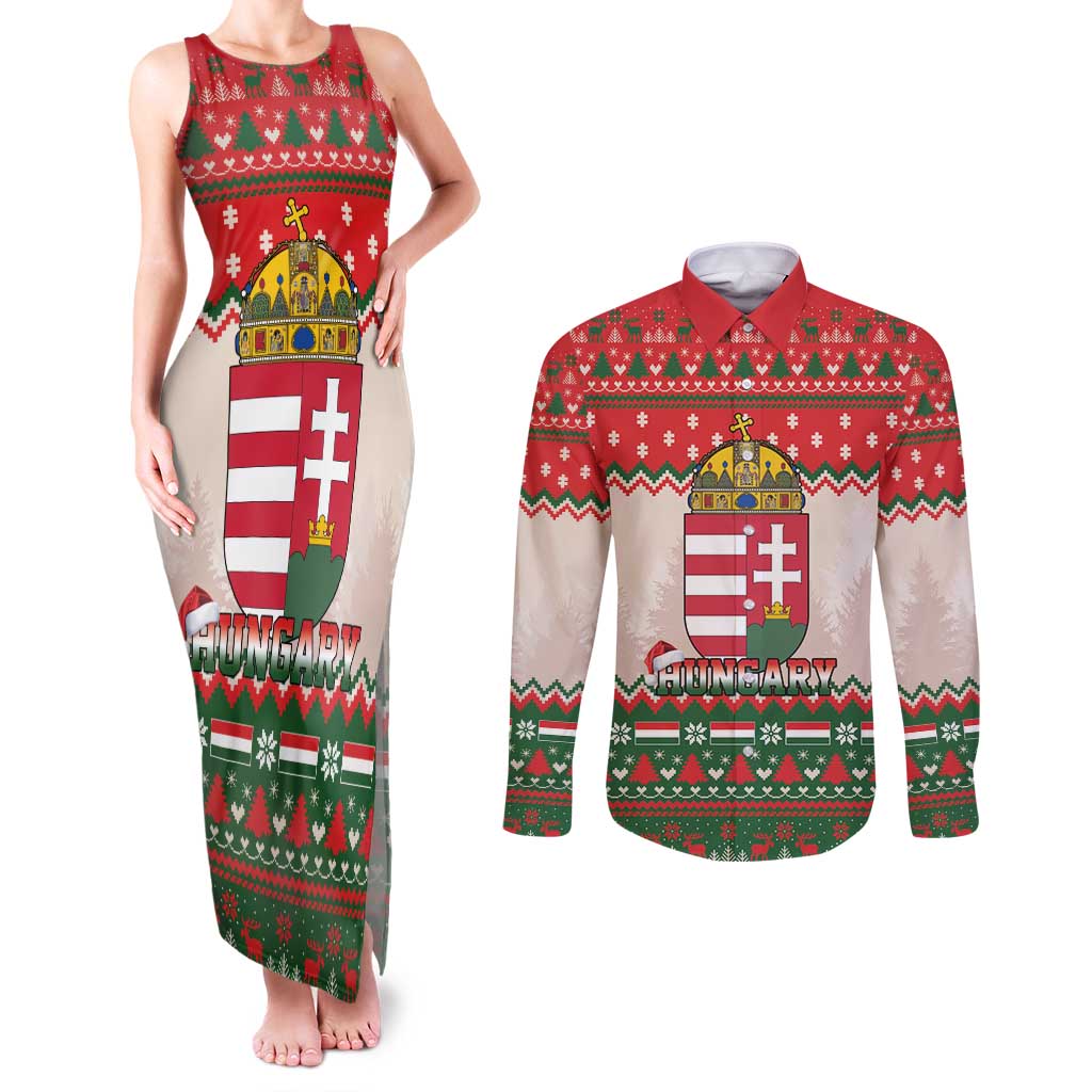 Hungary Christmas Couples Matching Tank Maxi Dress and Long Sleeve Button Shirt Magyarorszag Boldog Karacsonyt - Wonder Print Shop
