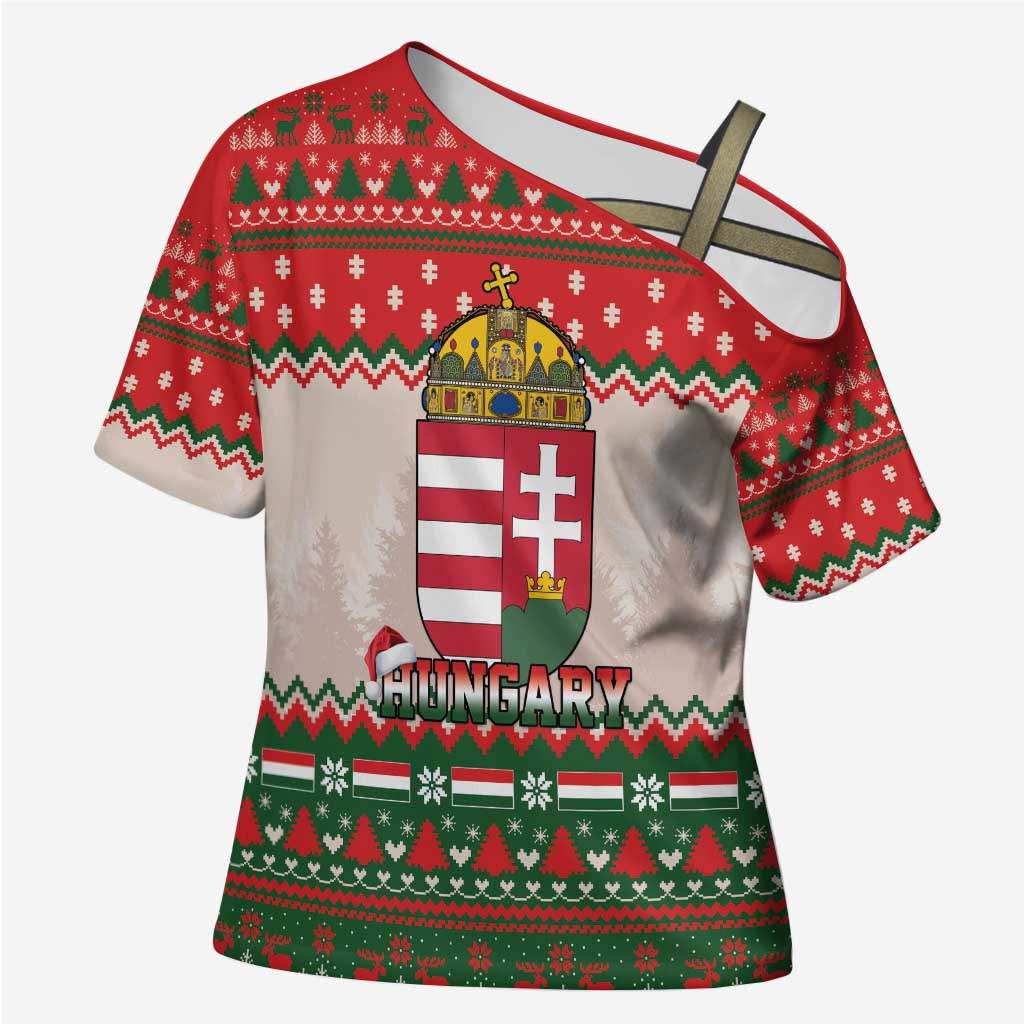 Hungary Christmas Cross Shoulder Shirt Magyarorszag Boldog Karacsonyt - Wonder Print Shop
