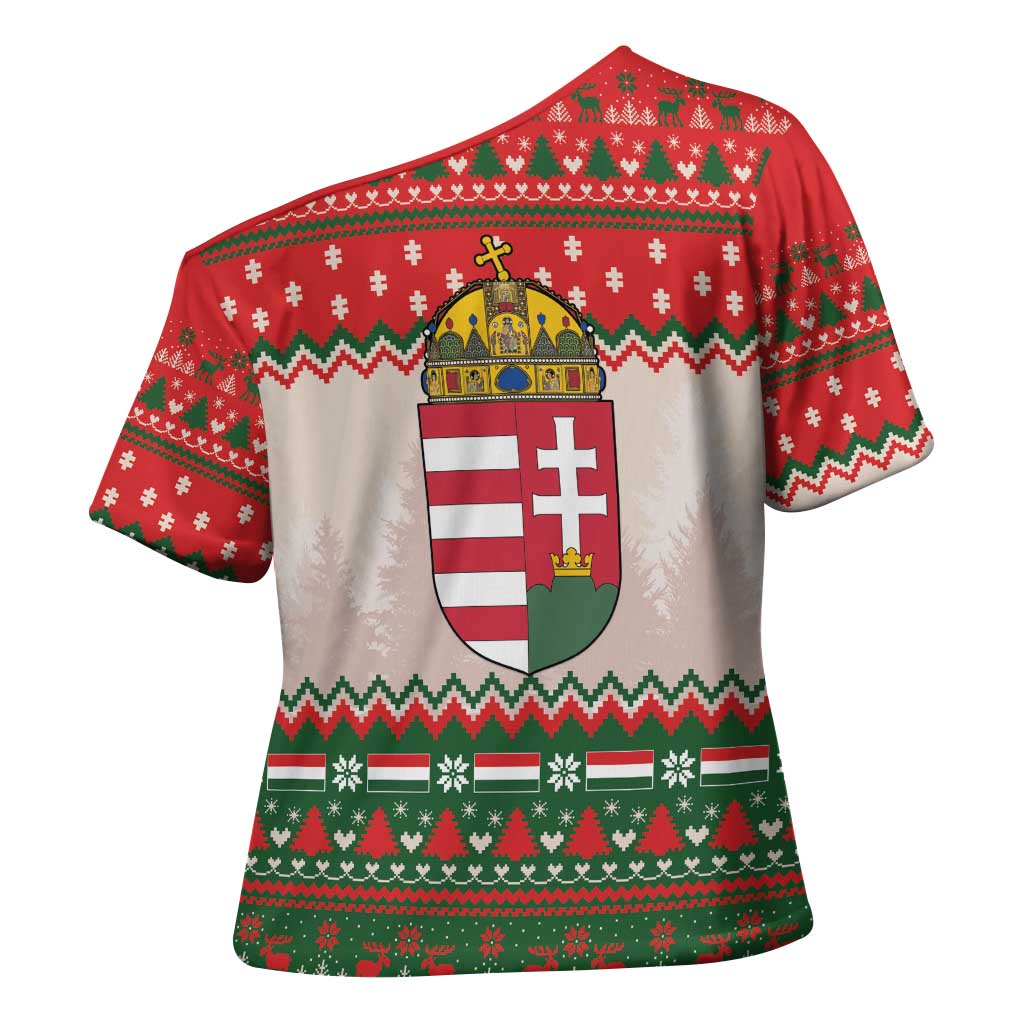 Hungary Christmas Cross Shoulder Shirt Magyarorszag Boldog Karacsonyt - Wonder Print Shop