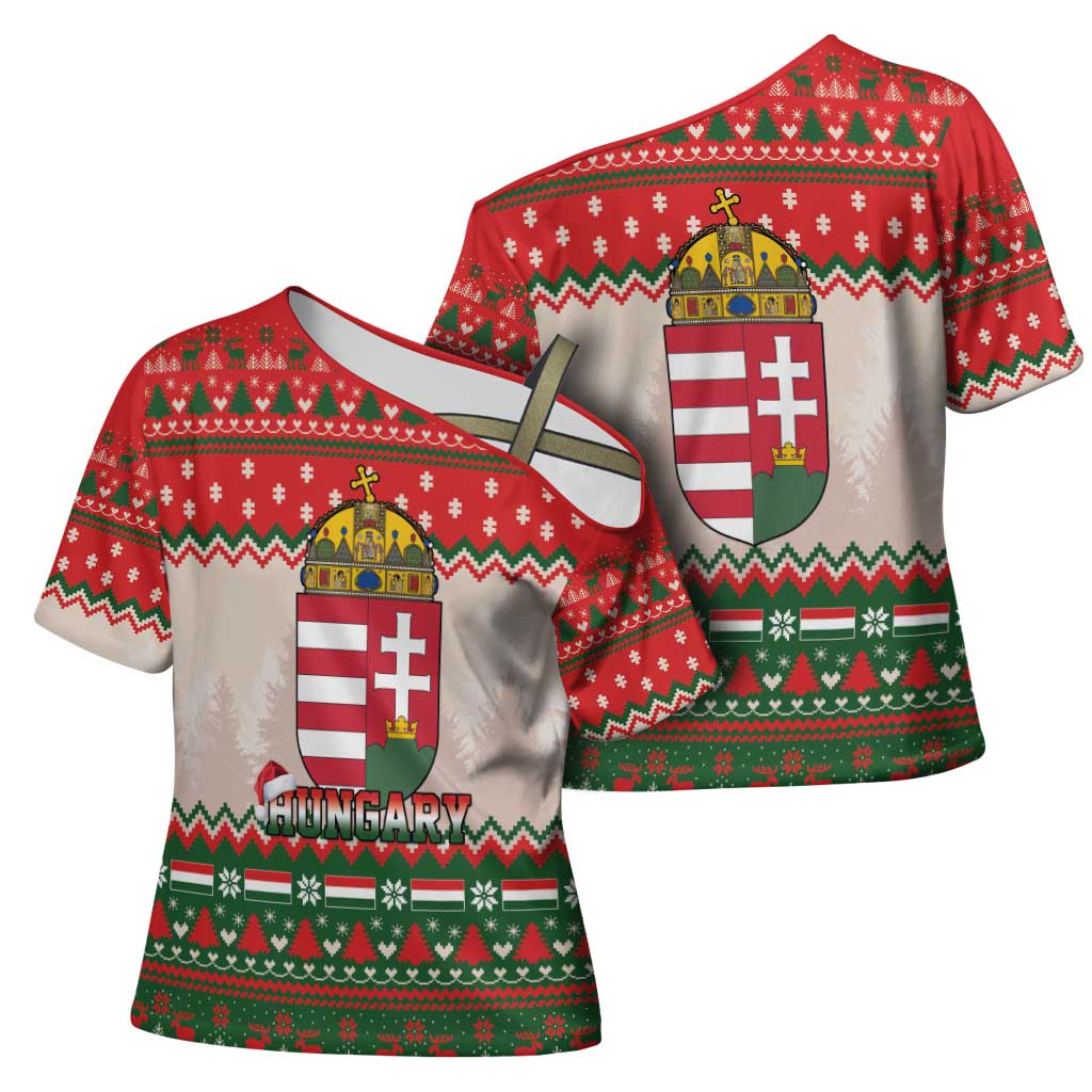 Hungary Christmas Cross Shoulder Shirt Magyarorszag Boldog Karacsonyt - Wonder Print Shop