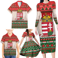 Hungary Christmas Family Matching Long Sleeve Bodycon Dress and Hawaiian Shirt Magyarorszag Boldog Karacsonyt - Wonder Print Shop