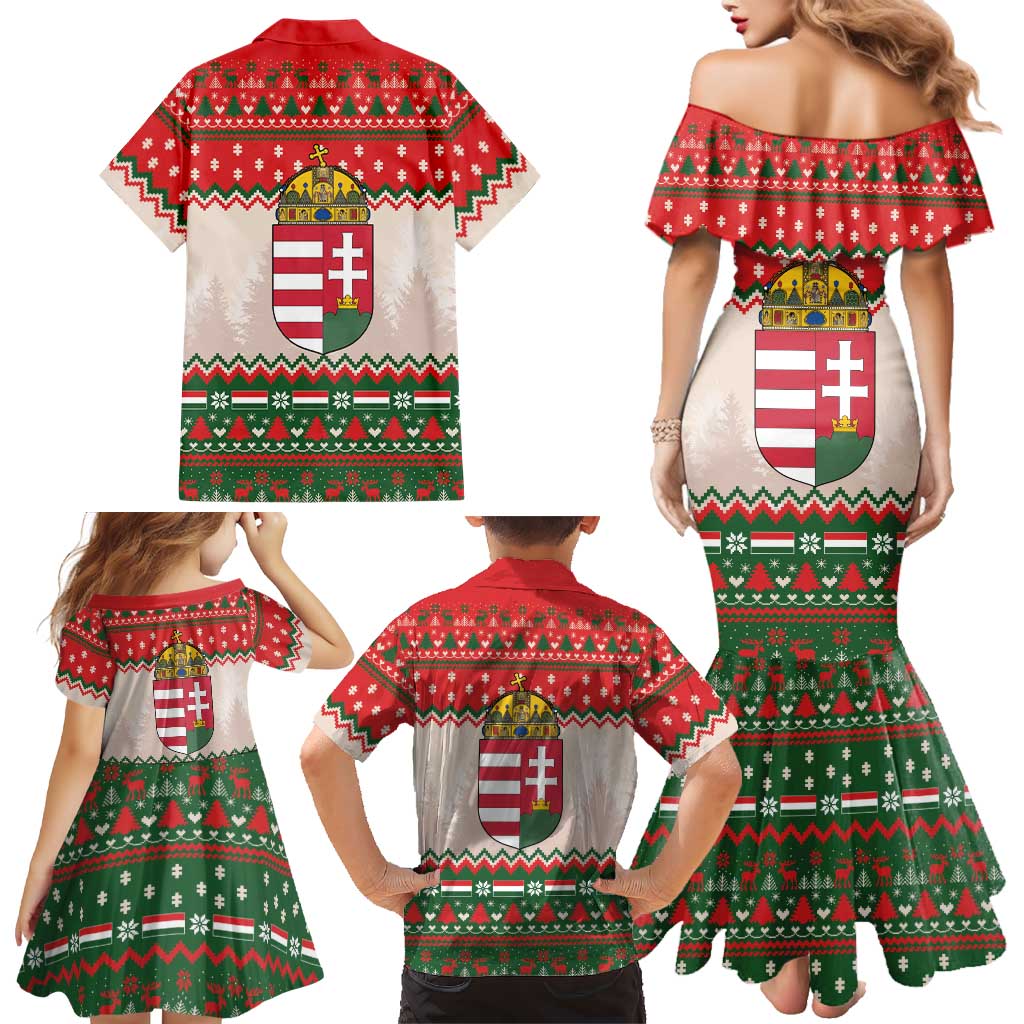 Hungary Christmas Family Matching Mermaid Dress and Hawaiian Shirt Magyarorszag Boldog Karacsonyt - Wonder Print Shop
