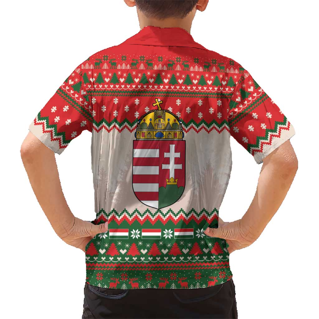 Hungary Christmas Family Matching Off The Shoulder Long Sleeve Dress and Hawaiian Shirt Magyarorszag Boldog Karacsonyt - Wonder Print Shop