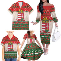 Hungary Christmas Family Matching Off The Shoulder Long Sleeve Dress and Hawaiian Shirt Magyarorszag Boldog Karacsonyt - Wonder Print Shop