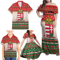 Hungary Christmas Family Matching Off Shoulder Maxi Dress and Hawaiian Shirt Magyarorszag Boldog Karacsonyt - Wonder Print Shop