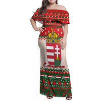 Hungary Christmas Family Matching Off Shoulder Maxi Dress and Hawaiian Shirt Magyarorszag Boldog Karacsonyt - Wonder Print Shop