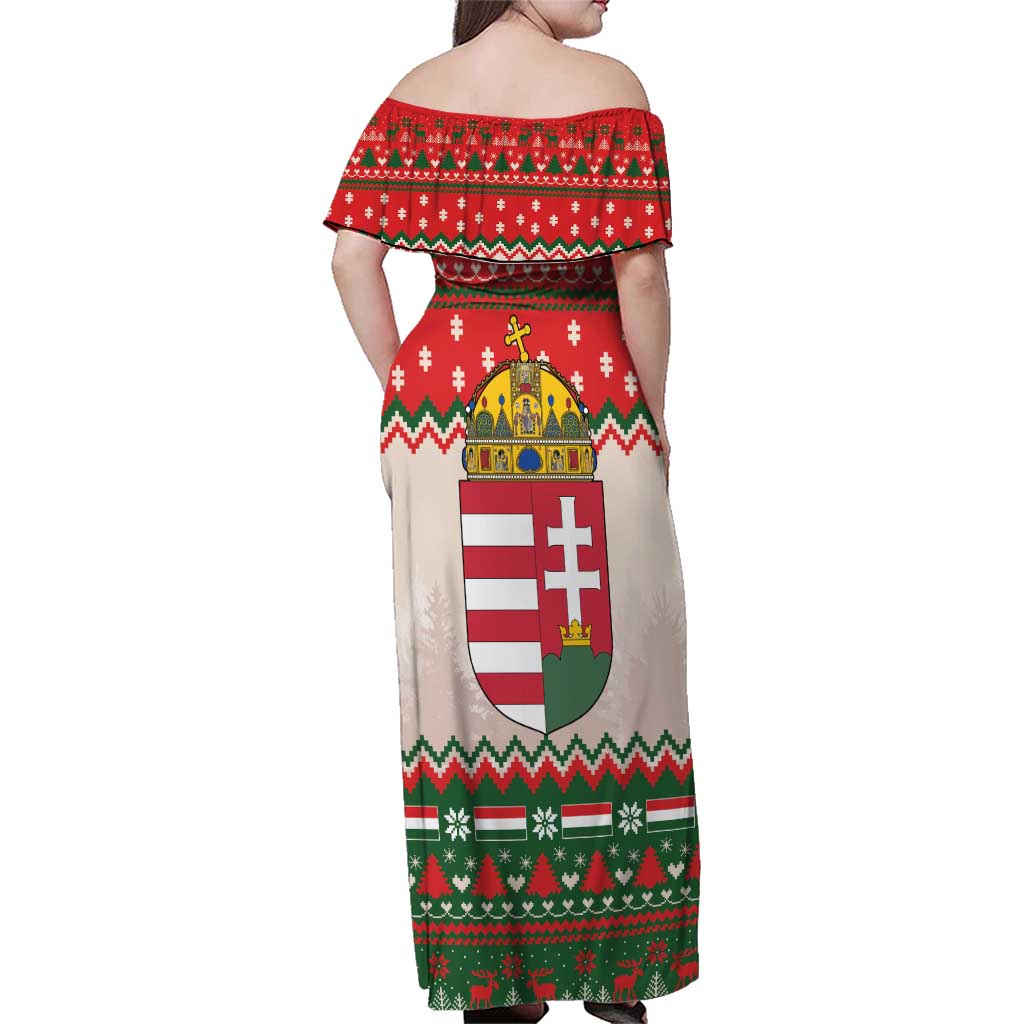 Hungary Christmas Family Matching Off Shoulder Maxi Dress and Hawaiian Shirt Magyarorszag Boldog Karacsonyt - Wonder Print Shop