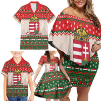 Hungary Christmas Family Matching Off Shoulder Short Dress and Hawaiian Shirt Magyarorszag Boldog Karacsonyt - Wonder Print Shop