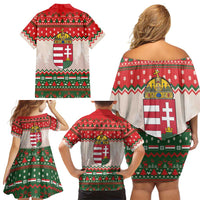 Hungary Christmas Family Matching Off Shoulder Short Dress and Hawaiian Shirt Magyarorszag Boldog Karacsonyt - Wonder Print Shop