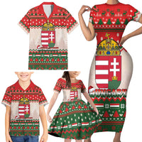 Hungary Christmas Family Matching Short Sleeve Bodycon Dress and Hawaiian Shirt Magyarorszag Boldog Karacsonyt - Wonder Print Shop