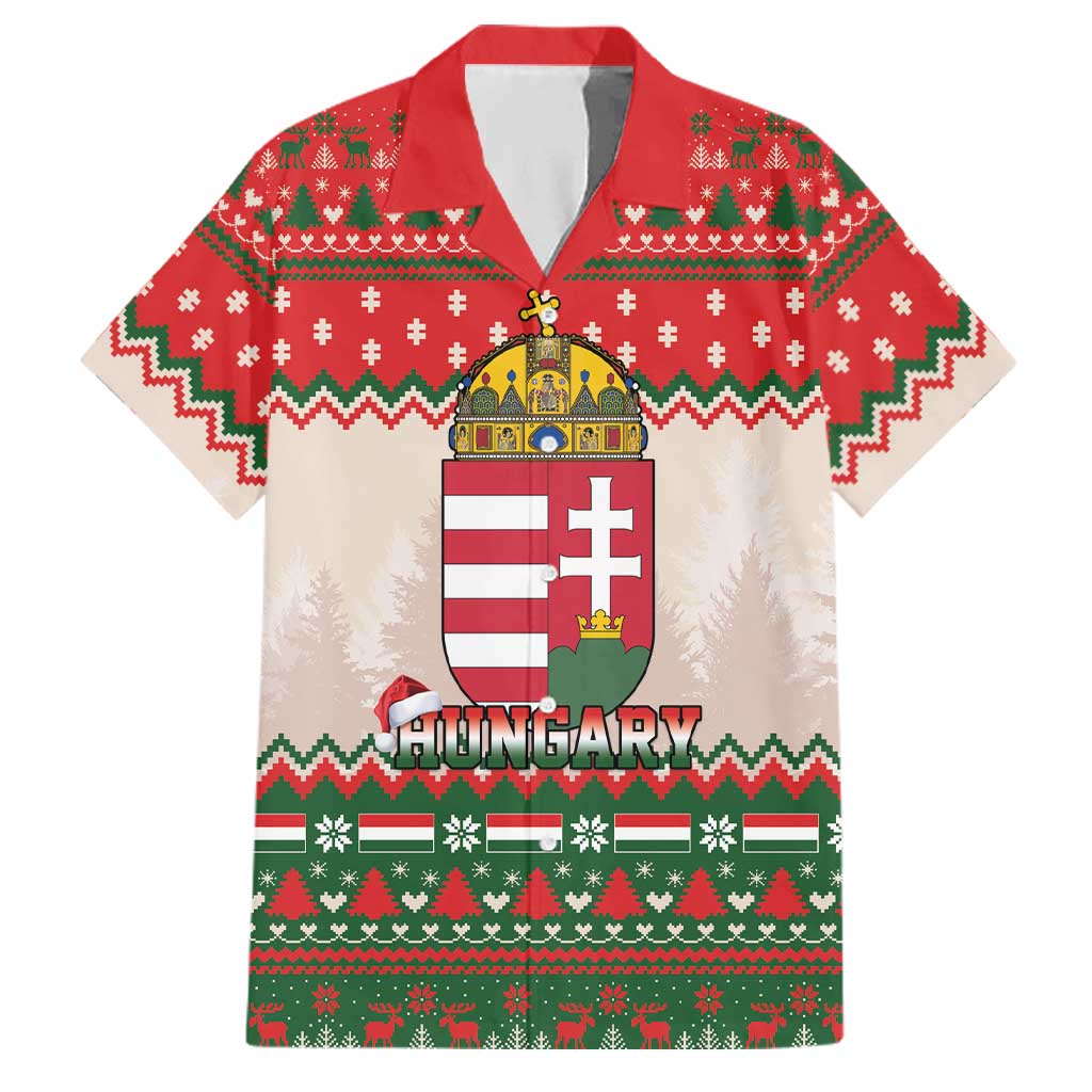 Hungary Christmas Family Matching Short Sleeve Bodycon Dress and Hawaiian Shirt Magyarorszag Boldog Karacsonyt - Wonder Print Shop