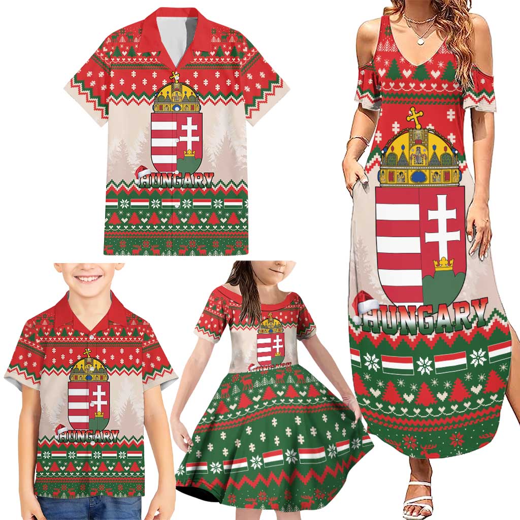 Hungary Christmas Family Matching Summer Maxi Dress and Hawaiian Shirt Magyarorszag Boldog Karacsonyt - Wonder Print Shop