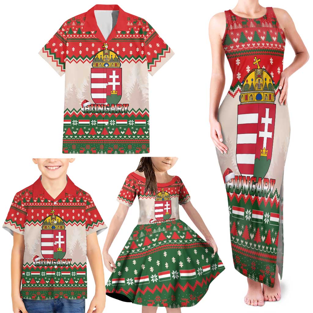 Hungary Christmas Family Matching Tank Maxi Dress and Hawaiian Shirt Magyarorszag Boldog Karacsonyt - Wonder Print Shop