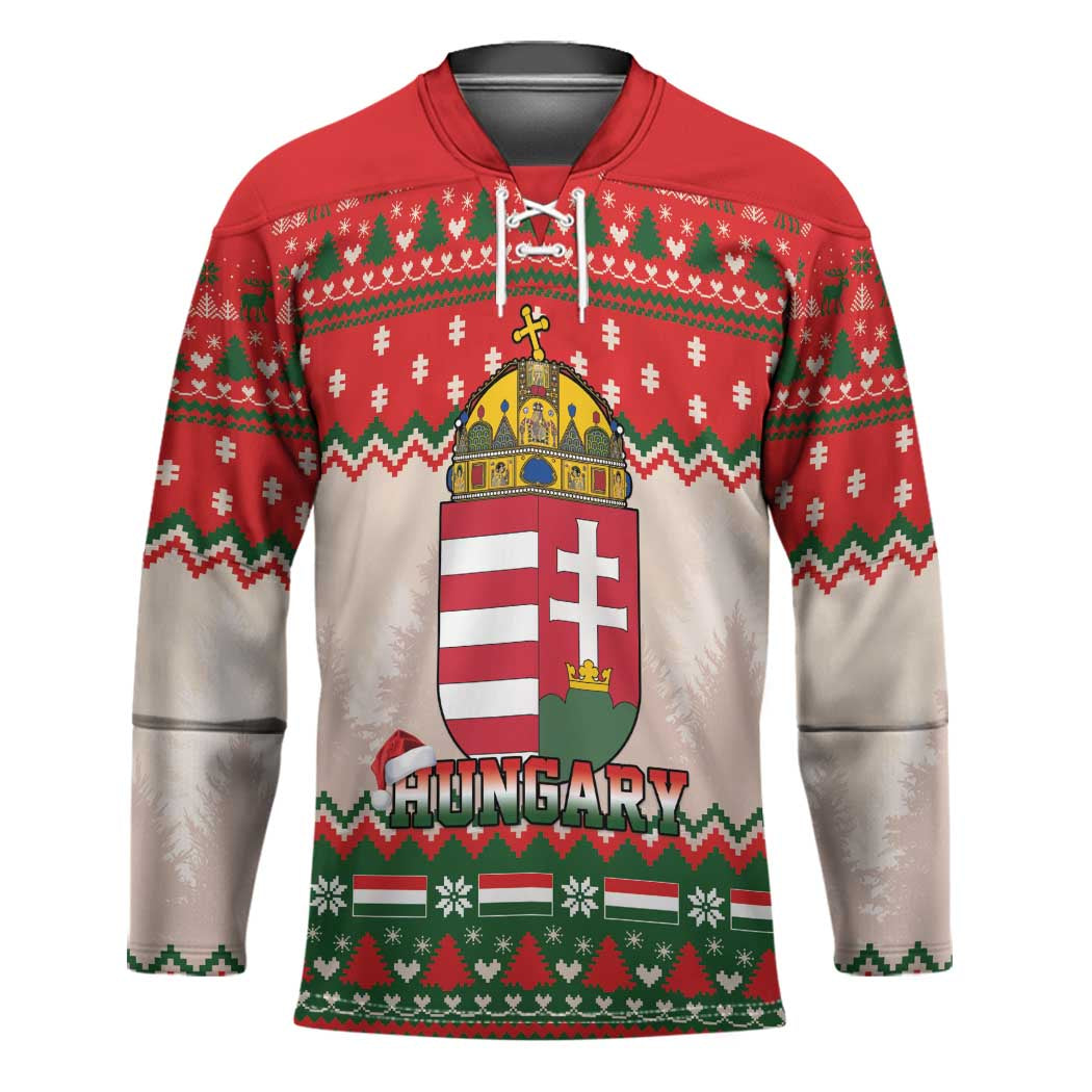 Hungary Christmas Hockey Jersey Magyarorszag Boldog Karacsonyt - Wonder Print Shop