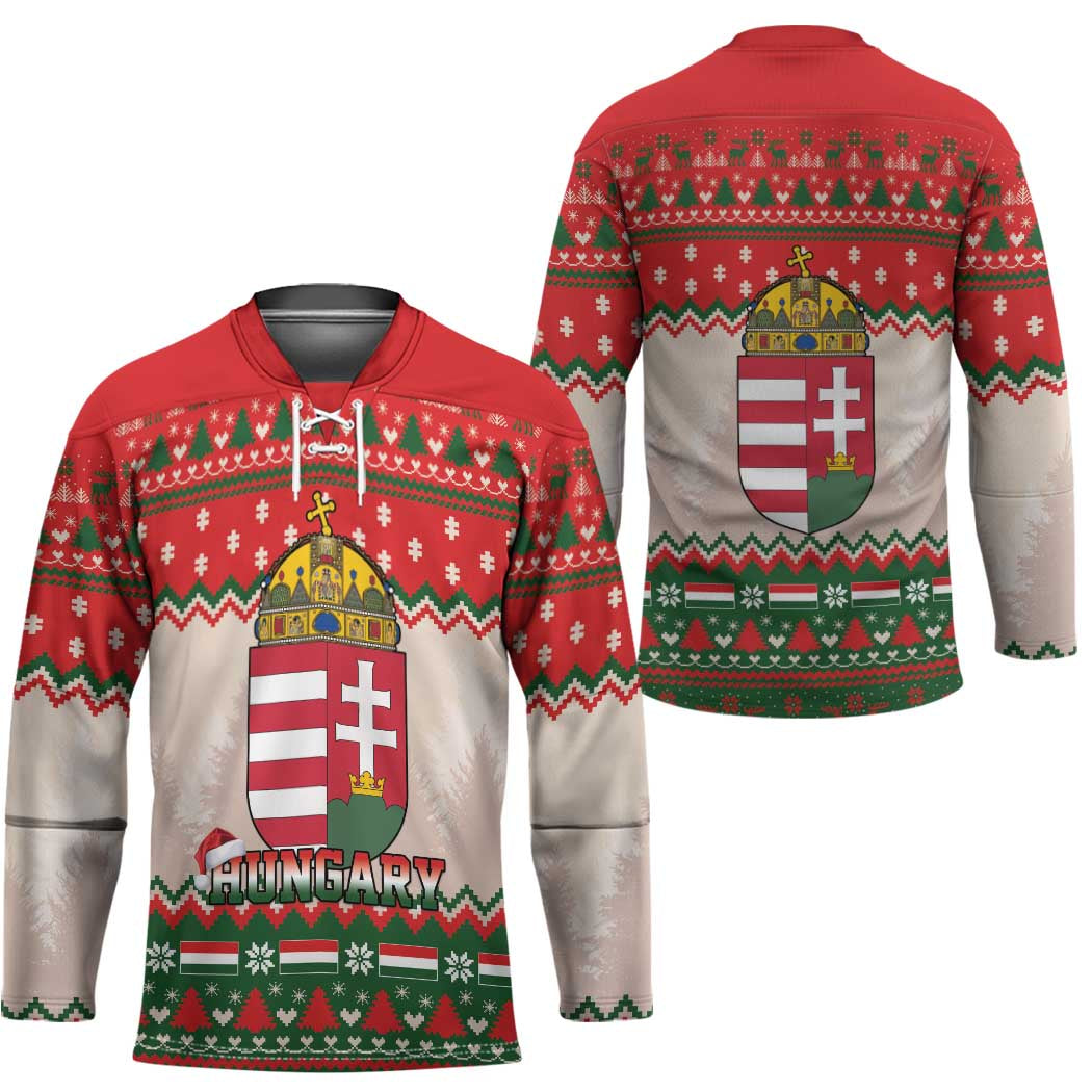 Hungary Christmas Hockey Jersey Magyarorszag Boldog Karacsonyt - Wonder Print Shop