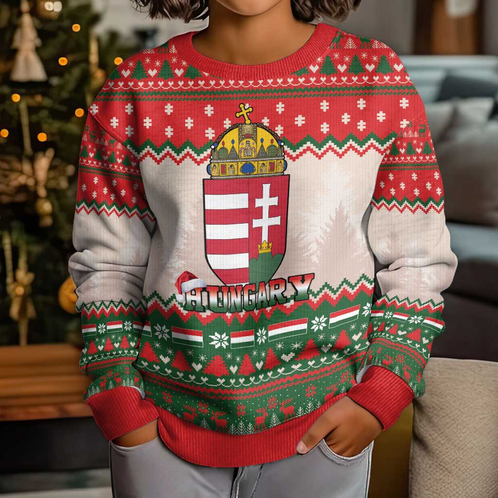 Hungary Christmas Kid Ugly Christmas Sweater Magyarorszag Boldog Karacsonyt - Wonder Print Shop
