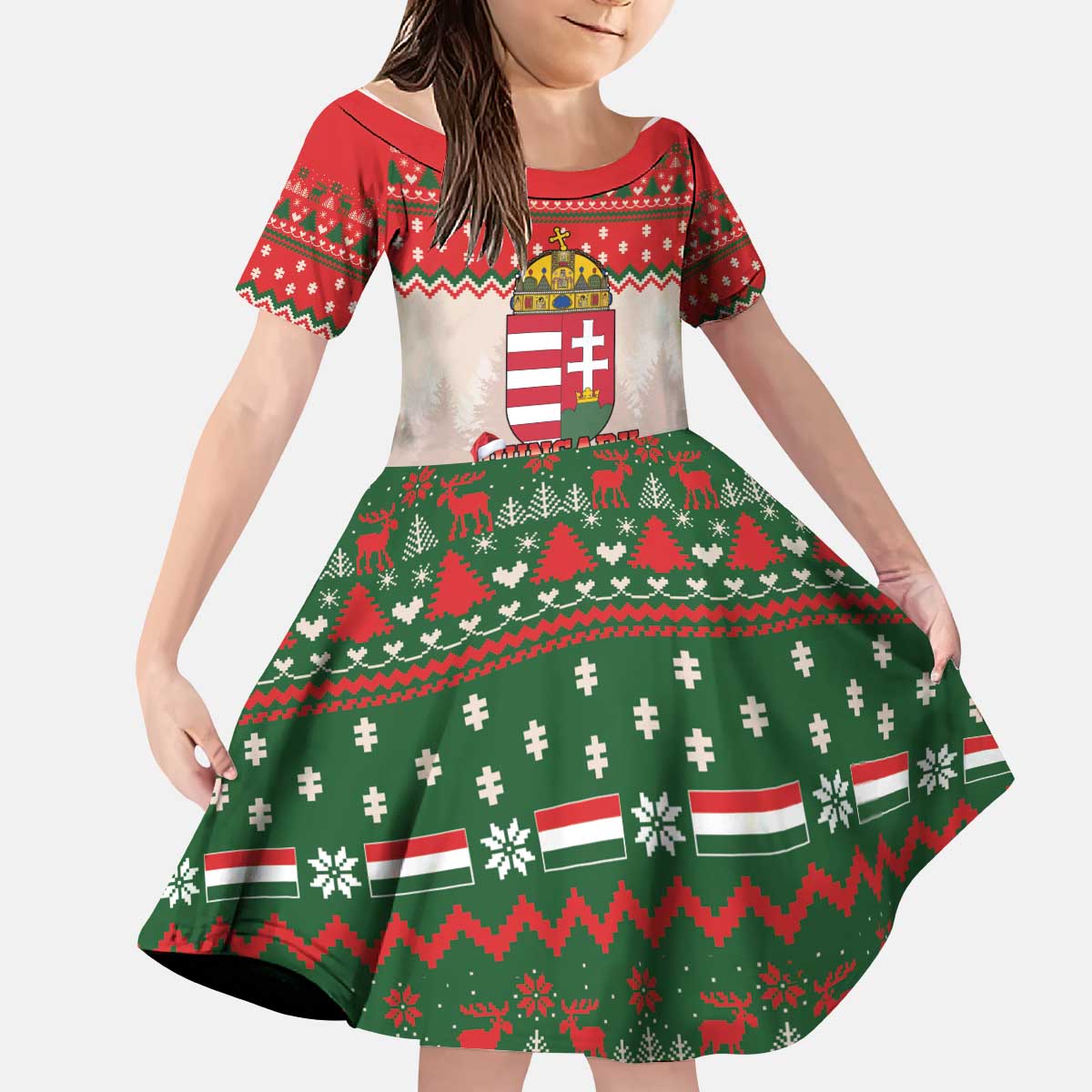 Hungary Christmas Kid Short Sleeve Dress Magyarorszag Boldog Karacsonyt - Wonder Print Shop
