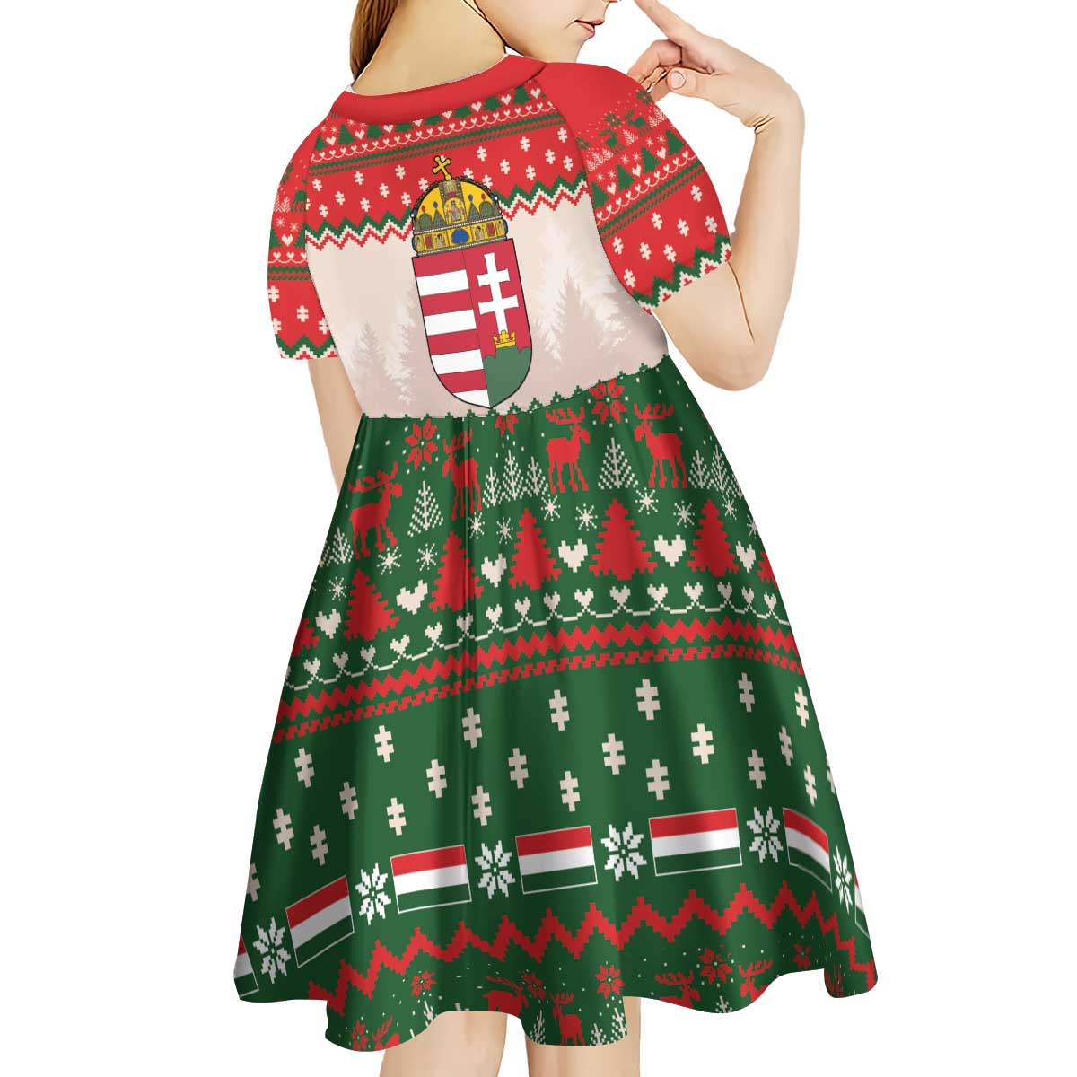Hungary Christmas Kid Short Sleeve Dress Magyarorszag Boldog Karacsonyt - Wonder Print Shop