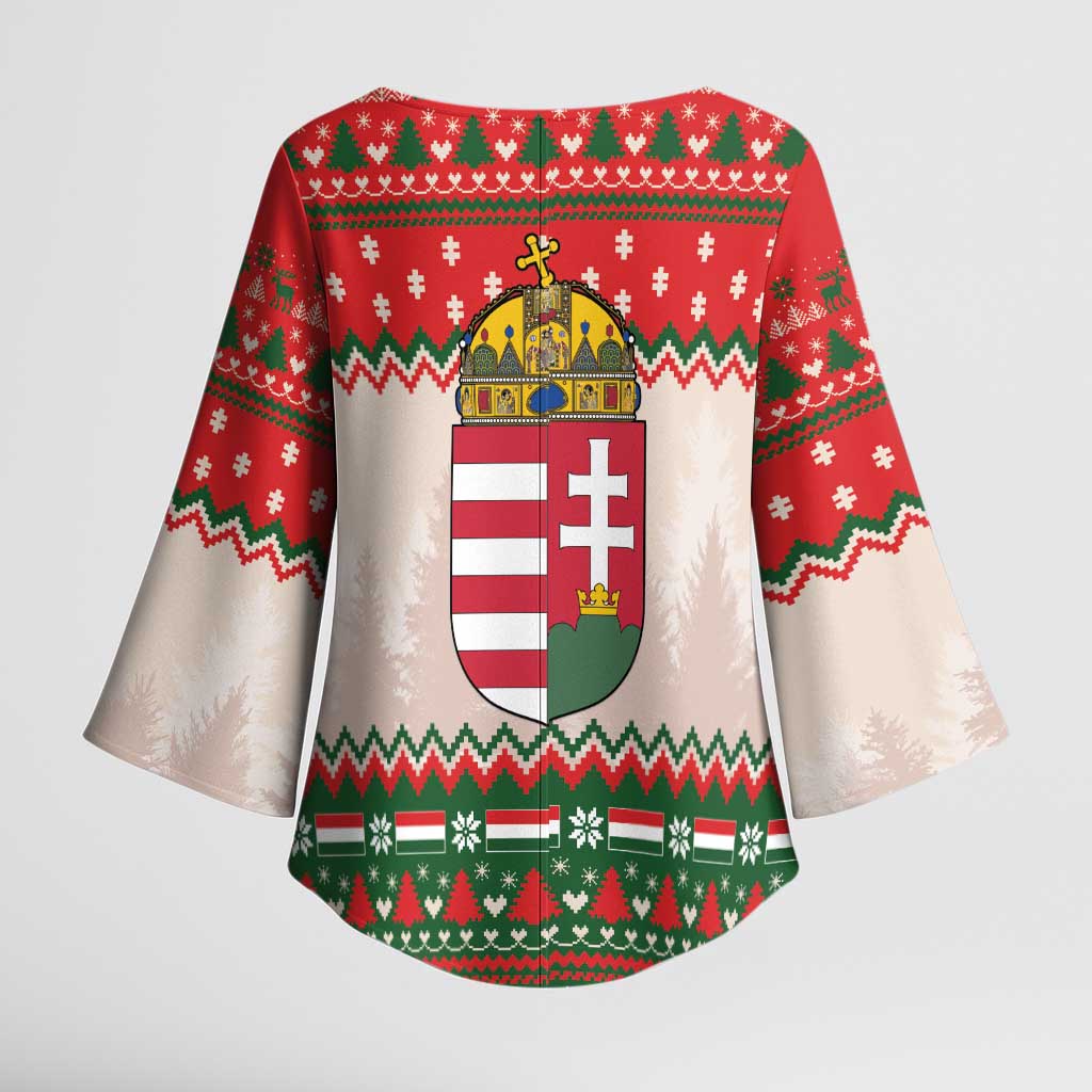 Hungary Christmas Kimono Sleeve Blouse Magyarorszag Boldog Karacsonyt - Wonder Print Shop