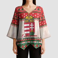 Hungary Christmas Kimono Sleeve Blouse Magyarorszag Boldog Karacsonyt - Wonder Print Shop