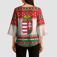 Hungary Christmas Kimono Sleeve Blouse Magyarorszag Boldog Karacsonyt - Wonder Print Shop