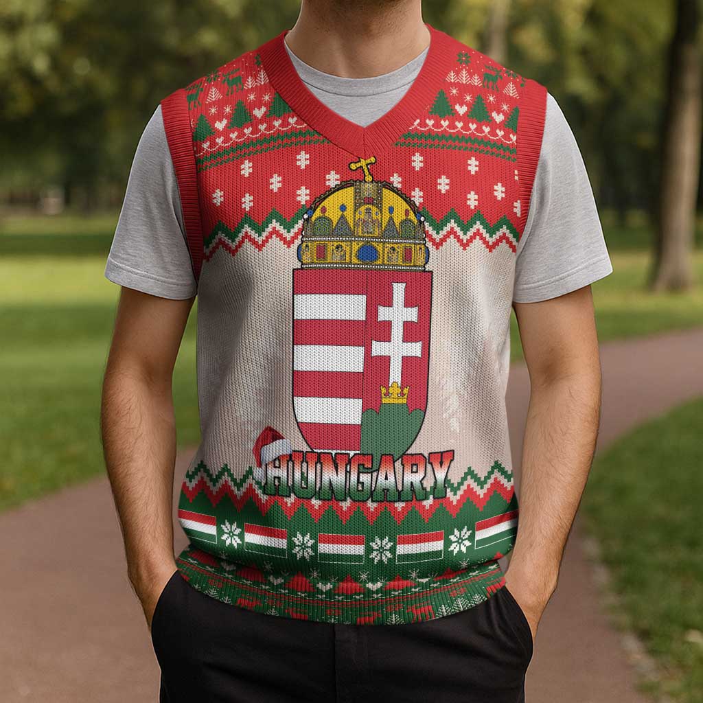 Hungary Christmas Knitted V-Neck Vest Magyarorszag Boldog Karacsonyt - Wonder Print Shop