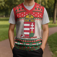 Hungary Christmas Knitted V-Neck Vest Magyarorszag Boldog Karacsonyt - Wonder Print Shop